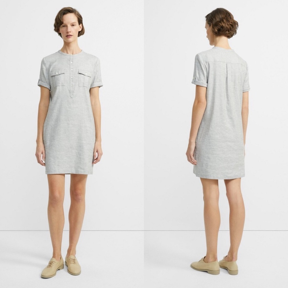 Theory Stretch Linen Shift Dress